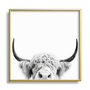 Sisi and Seb Peeking Highland Cow Metal Framed Art Print - Deny Designs - 1 of 4