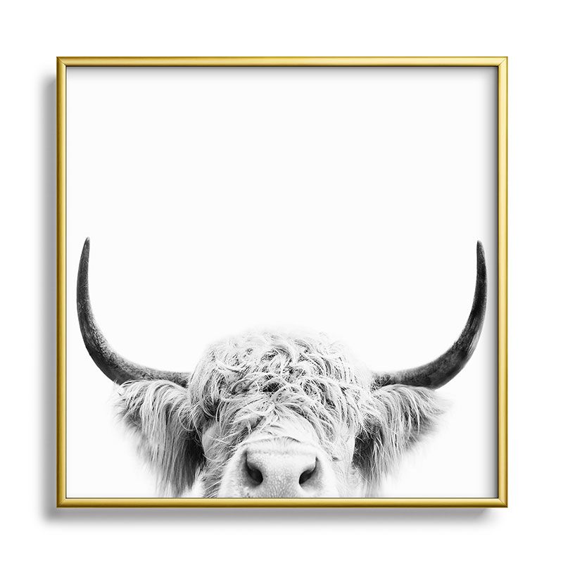 Sisi and Seb Peeking Highland Cow Metal Framed Art Print - Deny Designs, 1 of 5