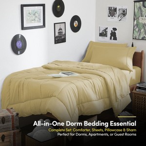 7PC Campus Ready Dorm Twin XL Bedding Bundle, Solid Comforter, Pillows and Sheet Set - 1 of 4