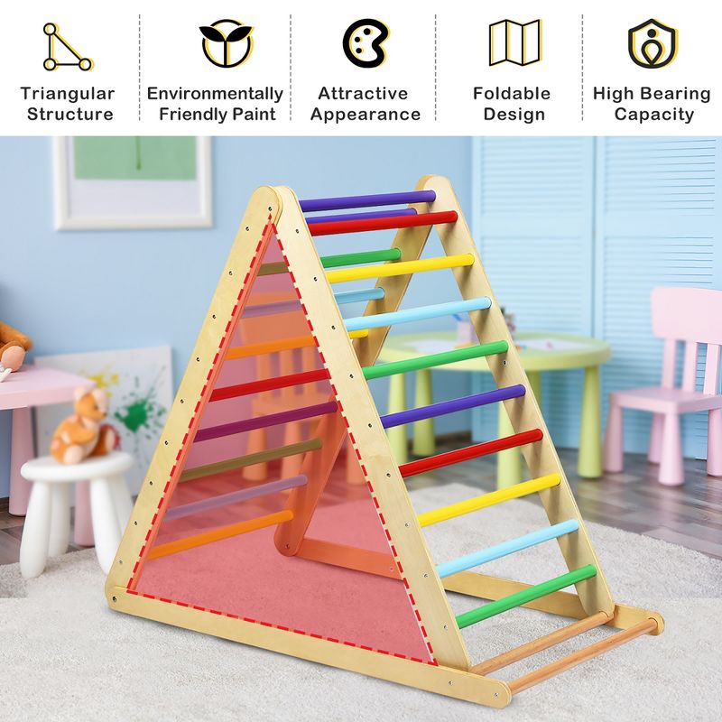 Costway Foldable Wooden Climbing Triangle Indoor Climber w/Ladder for Baby Toddler, 5 of 12