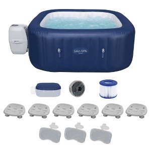 Bestway SaluSpa Hawaii AirJet Inflatable Hot Tub with 6 Pack Bestway SaluSpa Underwater Non Slip Pool and Spa Seat w/3 Headrest Pillows - 1 of 4