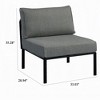 Royal Hampton 33 Inch Patio Side Chair, Armless, Sectional, Black Metal, Gray Fabric - 2 of 4