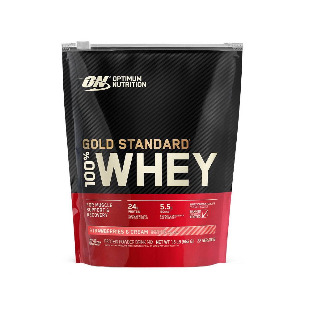 ON 100% Gold Standard Whey Protein Powder - Strawberries & Cream - 24oz