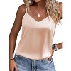 Ekouaer Women's Lace Silk Satin Pajama Tank Tops V Neck Camisole Soft Spaghetti Strap Tops Loose Sleepwear - 2 of 4