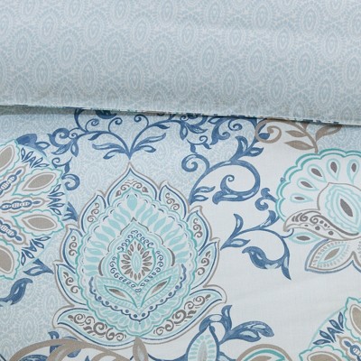 Isla Blue Cotton Floral Full/Queen Duvet Cover Set