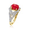Ross-Simons Red Coral and 0.40 ct. t.w. White Zircon Ring in 18kt Gold Over Sterling - 3 of 4