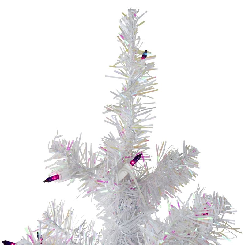Northlight 4' Prelit Artificial Christmas Tree White Iridescent Pine - Pink/Purple Lights, 4 of 7