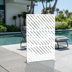 Wooakway 47" x 72" White Metal Garden Trellis Privacy Screen Indoor Outdoor Room Divider Lattice Panel - 1 of 4