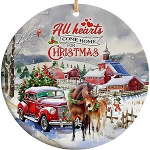 Lomsoe Christmas Ornament Horse Farmhouse All Heart Come Home for Christmas Ceramic Ornament Christmas Tree Holiday Decor Gift Farmers Christmas Gifts - 1 of 1