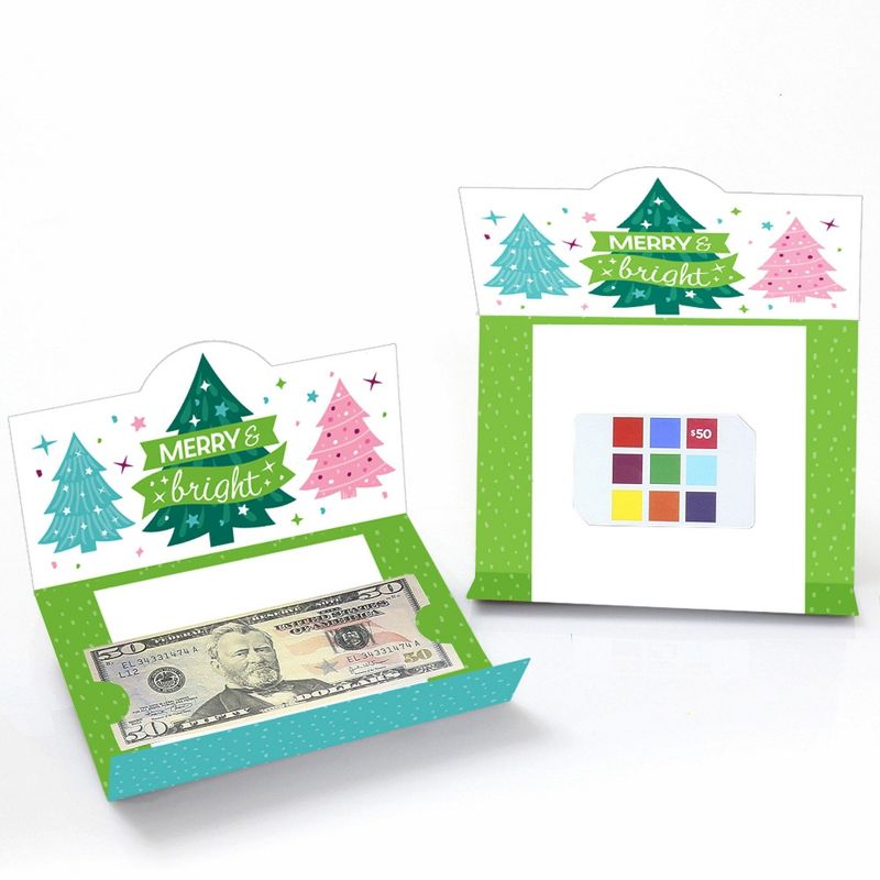 Big Dot of Happiness Merry and Bright Trees - Colorful Whimsical Christmas Party Money and Gift Card Holders - Set of 8, 2 of 5