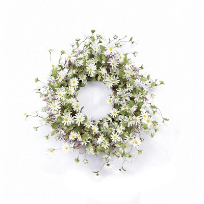 Melrose White Daisy Floral Wreath 23"D