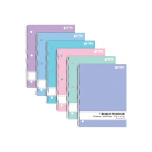 Better Office 1-Subject Notebooks 8" x 10.5" Wide Ruled 70 Sheets 6/Pack (25626-6PK) - 1 of 4