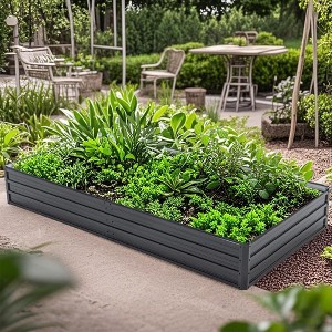 TUYOHW Metal Raised Garden Bed,Galvanized Steel Planter Box for Vegetables Herbs Flowers,Rust-Proof Outdoor Elevated Planting Bed,Black - 1 of 4