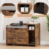 Cat Litter Box Enclosure Furniture With Entryway Bench, Hidden Litter Box With Scratch Pad, Wooden Indoor Cats Washroom, Farmhouse Cat House - 2 of 4