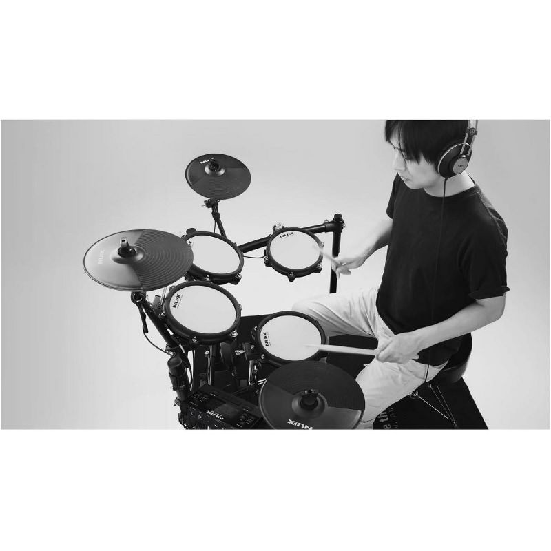 NUX DM-210 Electronic Portable Drum Set with All Digital Mesh Heads, Independent Kick Drum, 4 of 7