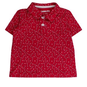 RuggedButts Boys Knit Short Sleeve Performance Polo - Tiny Candy Canes, 7 - 1 of 2
