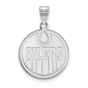 Black Bow Jewelry 14k White Gold Edmonton Oilers NHL Large Pendant - 1 of 3