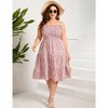 Plus Size Summer Dresses Women  Smocked Flowy Ruffle A Line Maxi Dress - 2 of 4