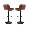 HOMLUX Set of 2 Adjustable Height Swivel Bar Stool with Leaf-Shaped Stitching，Brown - 2 of 4