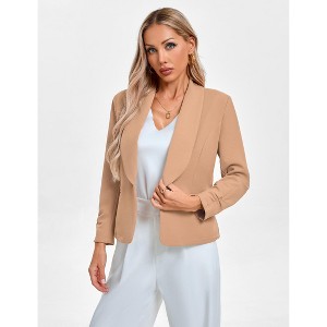 Coolmee Women's Blazer Long Sleeve Open Front Blazers Slim Fit Casual Work Lapel Collar Suit Jacket with Pockets - 1 of 3