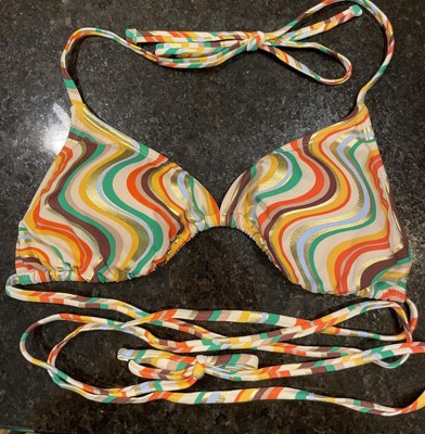 Women's Tie-front Triangle Bikini Top - Wild Fable™ Multi Striped