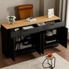 Farmhouse TV Stand with 2 Drawers for TVs Up to 70", Wood Grain Sideboard with Adjustable Shelves, Rustic Buffet Cabinet with Handles - 2 of 4