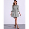 INSPIRE CHIC Women's 3/4 Sleeve Button Front Solid Color Flare Mini Shirt Dress - 3 of 4