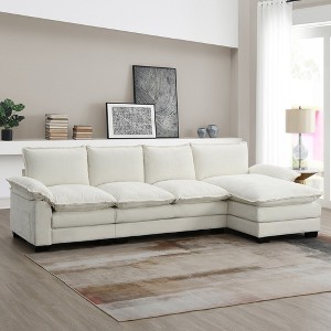 YOOCOZZ Chenille Sectional Sofa with Chaise Lounge, Side Storage Pockets, Armrest Pillows, Double Cushions - 1 of 4