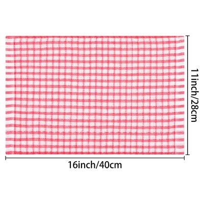 Multicolor Checked Cotton Kitchen Dish Cloth Set, 11" x 16", 6 Pieces