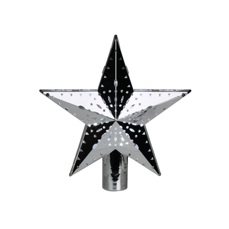 Mr. Christmas 11.5" Lighted Silver Kaleidoscope Star Christmas Tree Topper - Cool White Lights, 1 of 4