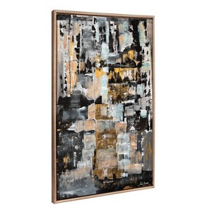 31.5"x41.5" Sylvie Beaded Starry Night 3 Framed Canvas by Leah Nadeau Gold - Kate & Laurel All Things Decor: Modern Abstract Wall Art - 1 of 4
