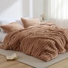 3 Pcs Cozy Plush Bedding Comforter Set, Premium Flannel Super Soft Ribbed Blanket, All Season Fluffy Cozy Lightweight Bed Set with Matching Shams - 2 of 4