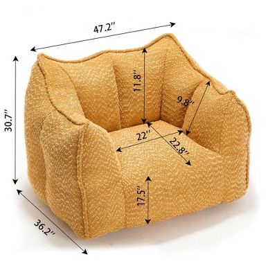 CAVINAS Square Bean Bag Chair with High-Quality Foam,Chenille Gaming Bean Bag Chairs for Adults,Lazy Sofa for Bedroom,Living Room Furniture