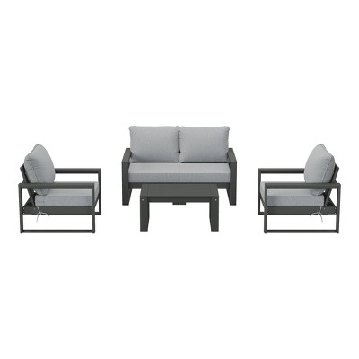 WestinTrends Montara 5-Piece Modern HDPE Outdoor Patio Furniture Sofa Conversation Set with Coffee Table