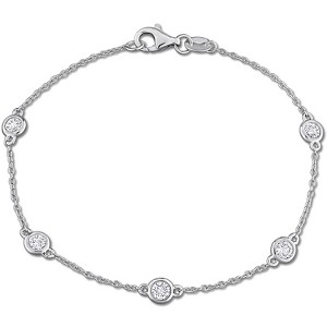 EVERLY JEWELRY | Sterling Silver 3/4 CT TW Lab-Grown Diamond Station Bracelet, 7 inch - 1 of 4