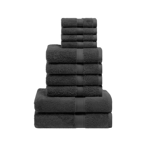 Premium Cotton Solid Plush Heavyweight Hotel Luxury Bath Towel Set,  Charcoal - Blue Nile Mills : Target