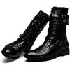 Santimon Men's Boots Retro Studded Rivet Buckle Zipper Western Motorcycle Combat Boot Heavy Metal Punk Rock Black - 3 of 4