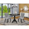 3-Piece Black Finish Solid Wood Top-Round Dining Room Set -Seats 4 - 2 of 4