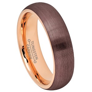 Jewelry Avalanche Rose Gold & Brown IP Dome Tungsten Carbide Men Women Wedding Band 6mm - 1 of 4