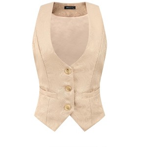 INSPIRE CHIC Women's Vintage Waistcoat Button Up Steampunk Jacquard Sleeveless Suit Vest - 1 of 4