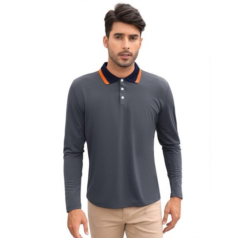 Men s Long Sleeve Polo Shirts Regular Fit Collared T shirt Casual Workout Golf Shirts Target