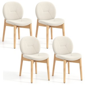 Tangkula 4PCS Wooden Dining Chairs Soft Boucle Upholstered Kitchen Chairs w/ Curved Seat - 1 of 4