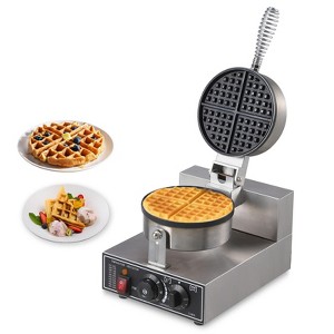 Commercial 201 Stainless Steel Waffle Maker for Cafes, and Home Kitchens - Adjustable Thermostat, Non-Stick Plates, Easy to Clean - 1 of 4