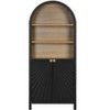 TOAOTBNBO 5-Tier Tall Bookshelf with 2 Doors, Arched Bookshelf with Storage Cabinet, Wood and Metal Display Book Shelf for Bedroom, Black - 2 of 4