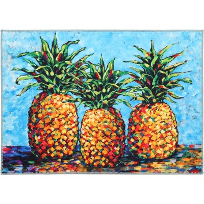Olivia's Home Golden Tropical Pineapples Design, 22" x 32", - Indoor Doormat, Vibrant Pineapple Welcome Mat for Entryways