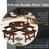 Gulches Outdoor 8 Person Picnic Table 8 person Round Picnic Table with 4 Built-in Benches - 2 of 4