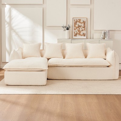 TIRAMISUBEST L-Shape Sofa with Chaise - Deep Seat 3-Seater Sofa for Living Room, Office, Apartment, Left Hand Facing Sectional Sofa