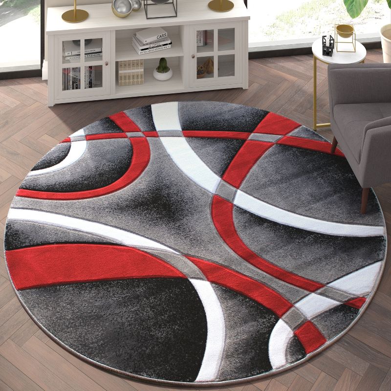 Emma and Oliver Olefin Accent Rug with 3D Sculpted Intersecting Arch Design and Jute Backing, 3 of 7
