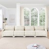 ModernLuxe Chenille Fabric Sofa with Ottoman & Lumbar Pillows, Ergonomic Sofa Couch for Living Room/Bedroom, Beige/Sky Blue/Green (2-4 Seats) - 3 of 4