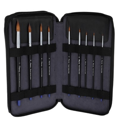 Creative Mark Rhapsody Kolinksy Sable Professional Brush Set of 9 with Deluxe Leather Case